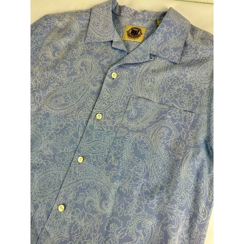 Pusser's West Indies Silk Shirt Blue Paisley Nautical Coastal Preppy Hawaiian S
